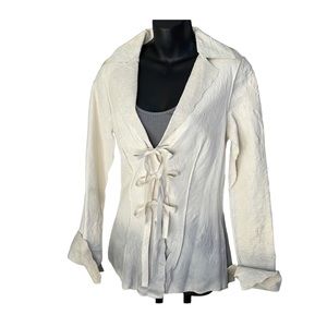 CHRISTIANSEN woman’s size 4 crinkled leather jacket in bone/gray NWT